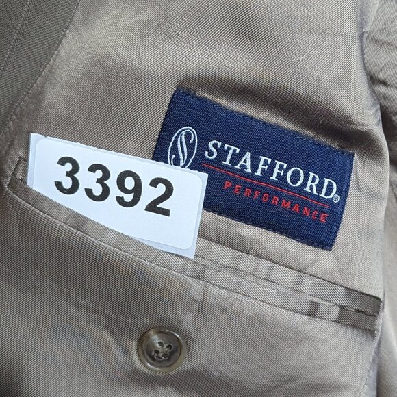 Stafford* Men's‎ Brown Wool Pinstripe Suit~ Size Blazer Jacket 40S /Pants 32x30 - Picture 2 of 16
